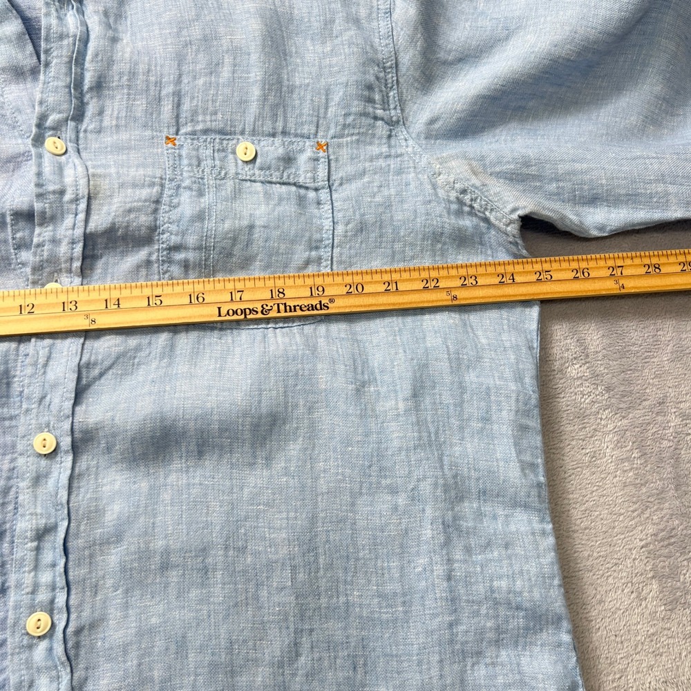 MARTIN GORDON Linen‎ Shirt Long Sleeve Button Up Light Blue Mens XL Coastal - Picture 6 of 11
